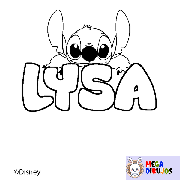 Coloraci&oacute;n del nombre LYSA - decorado Stitch