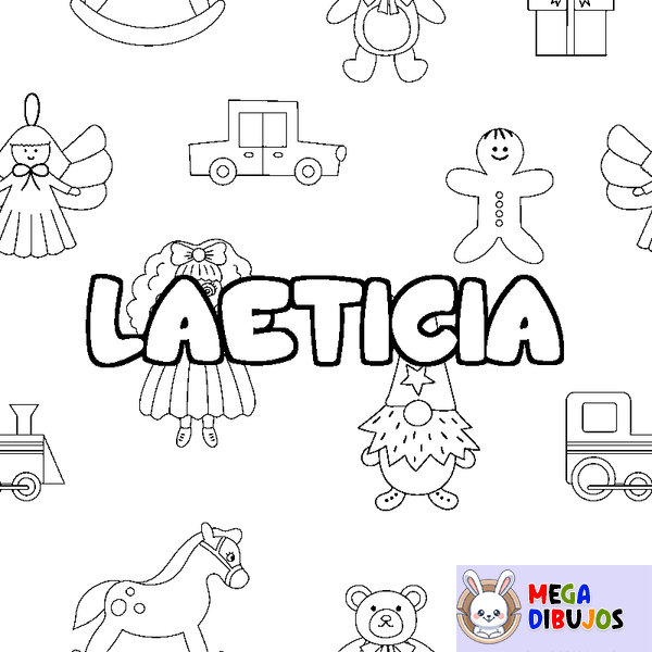 Coloraci&oacute;n del nombre LAETICIA - decorado juguetes