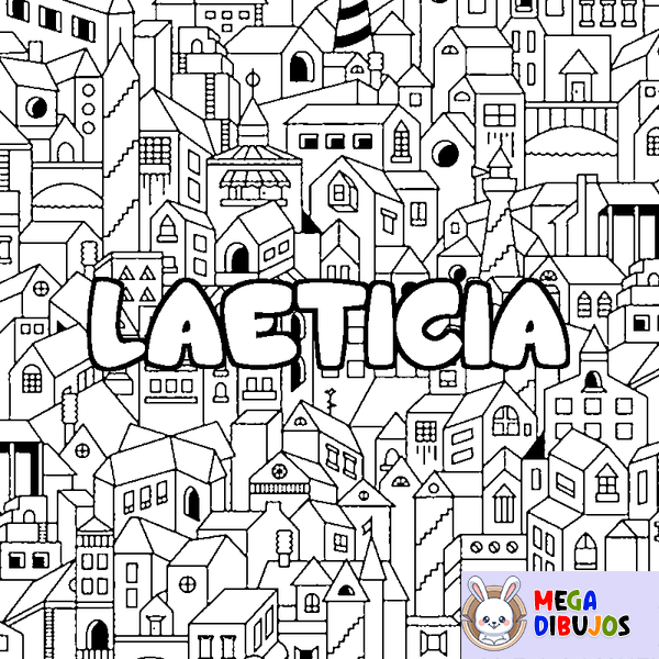 Coloraci&oacute;n del nombre LAETICIA - decorado ciudad