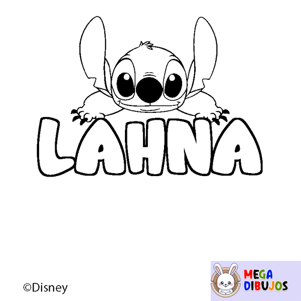 Coloraci&oacute;n del nombre LAHNA - decorado Stitch