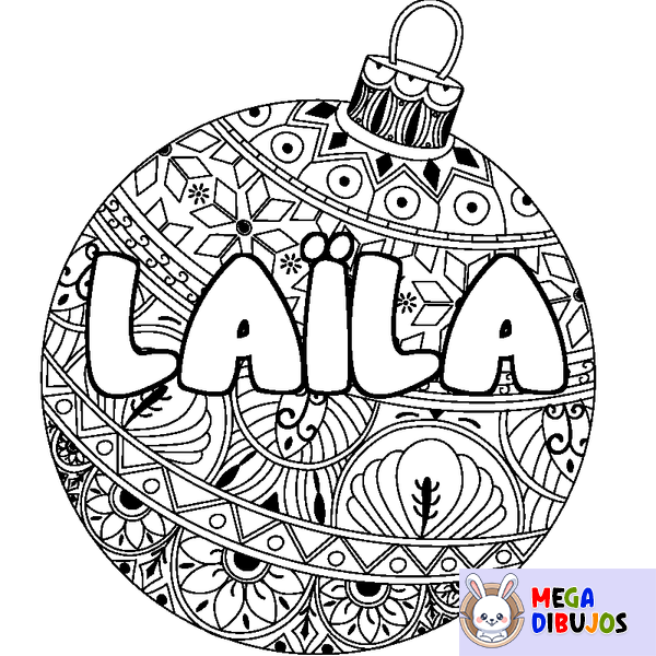 Coloraci&oacute;n del nombre LA&Iuml;LA - decorado bola de Navidad