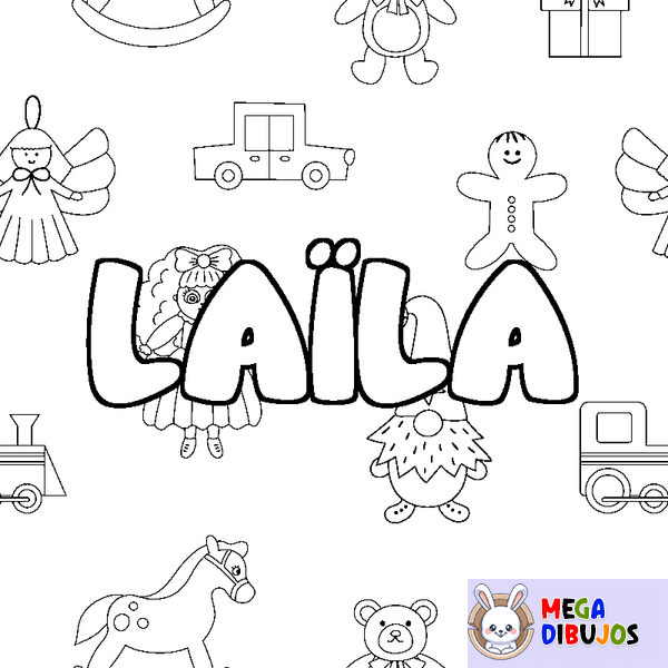 Coloraci&oacute;n del nombre LA&Iuml;LA - decorado juguetes
