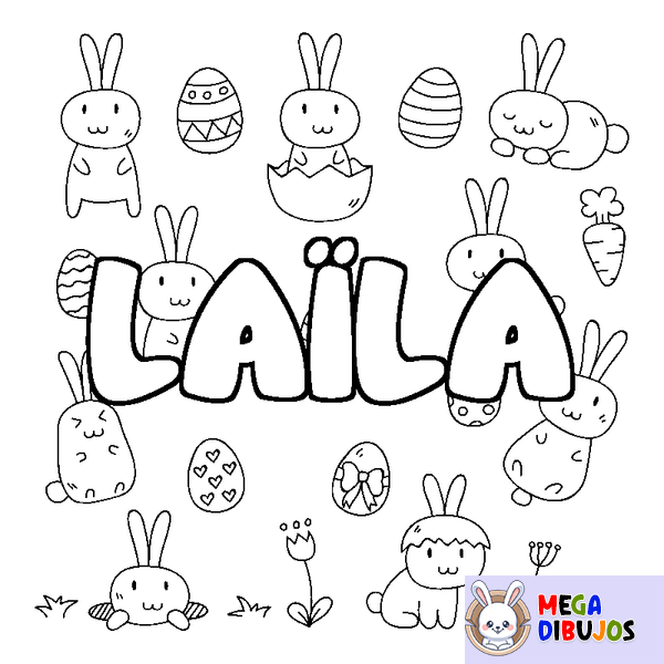 Coloraci&oacute;n del nombre LA&Iuml;LA - decorado Pascua