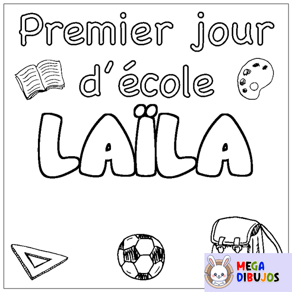 Coloraci&oacute;n del nombre LA&Iuml;LA - decorado primer d&iacute;a de escuela