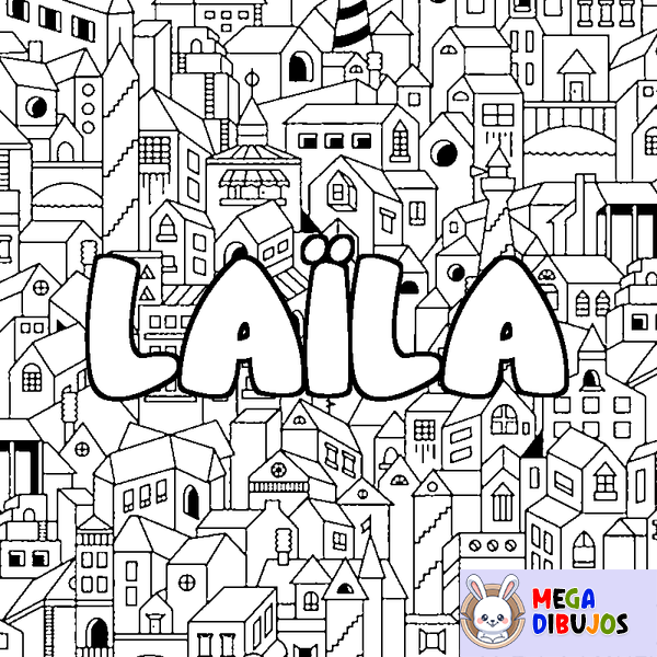 Coloraci&oacute;n del nombre LA&Iuml;LA - decorado ciudad