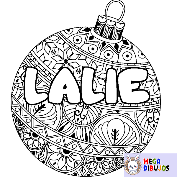 Coloraci&oacute;n del nombre LALIE - decorado bola de Navidad