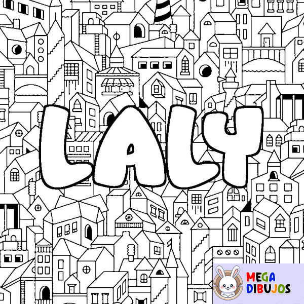 Coloraci&oacute;n del nombre LALY - decorado ciudad