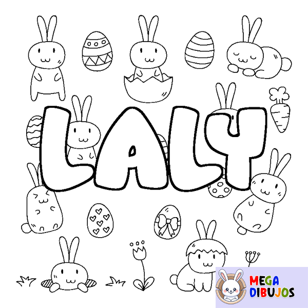 Coloraci&oacute;n del nombre LALY - decorado Pascua