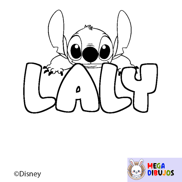 Coloraci&oacute;n del nombre LALY - decorado Stitch