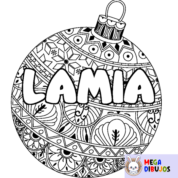 Coloraci&oacute;n del nombre LAMIA - decorado bola de Navidad