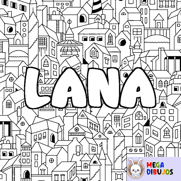 Coloraci&oacute;n del nombre LANA - decorado ciudad