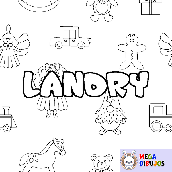 Coloraci&oacute;n del nombre LANDRY - decorado juguetes