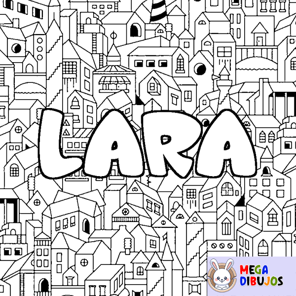 Coloraci&oacute;n del nombre LARA - decorado ciudad