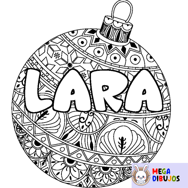 Coloraci&oacute;n del nombre LARA - decorado bola de Navidad