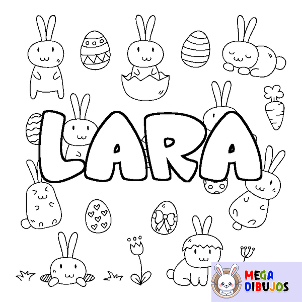 Coloraci&oacute;n del nombre LARA - decorado Pascua