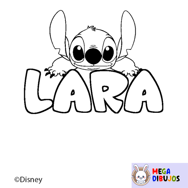 Coloraci&oacute;n del nombre LARA - decorado Stitch
