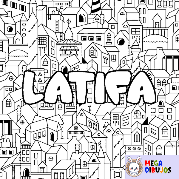 Coloraci&oacute;n del nombre LATIFA - decorado ciudad