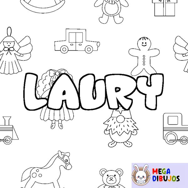 Coloraci&oacute;n del nombre LAURY - decorado juguetes
