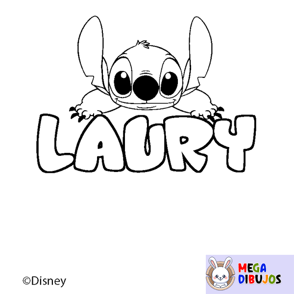 Coloraci&oacute;n del nombre LAURY - decorado Stitch