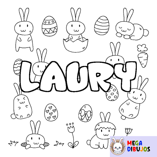Coloraci&oacute;n del nombre LAURY - decorado Pascua