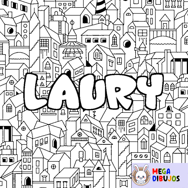 Coloraci&oacute;n del nombre LAURY - decorado ciudad
