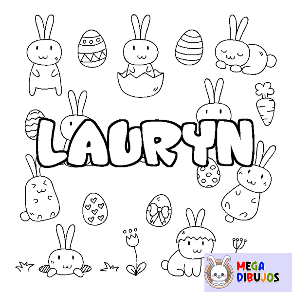 Coloraci&oacute;n del nombre LAURYN - decorado Pascua