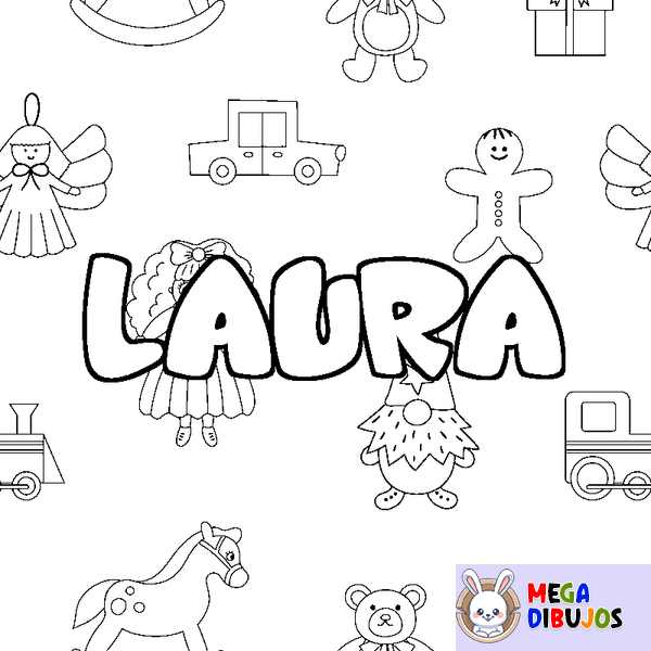 Coloraci&oacute;n del nombre LAURA - decorado juguetes