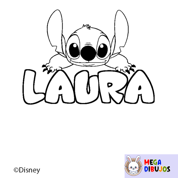Coloraci&oacute;n del nombre LAURA - decorado Stitch