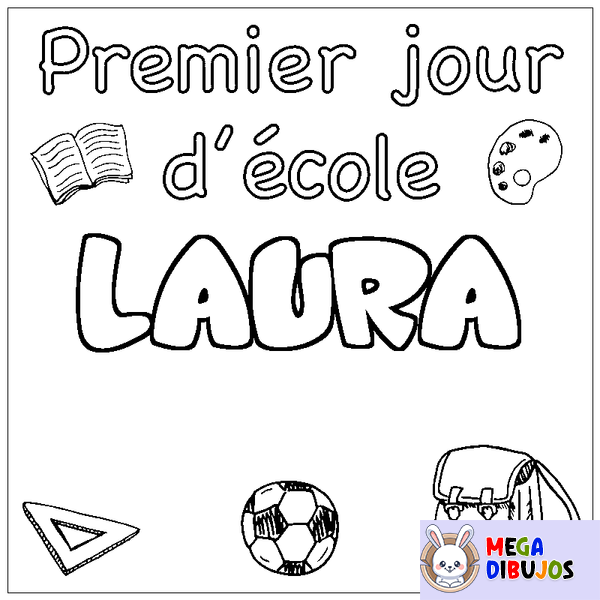 Coloraci&oacute;n del nombre LAURA - decorado primer d&iacute;a de escuela