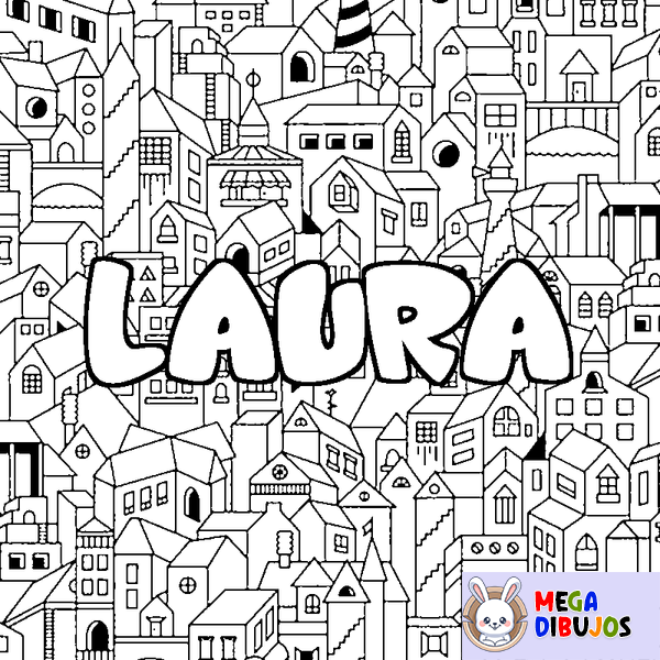 Coloraci&oacute;n del nombre LAURA - decorado ciudad
