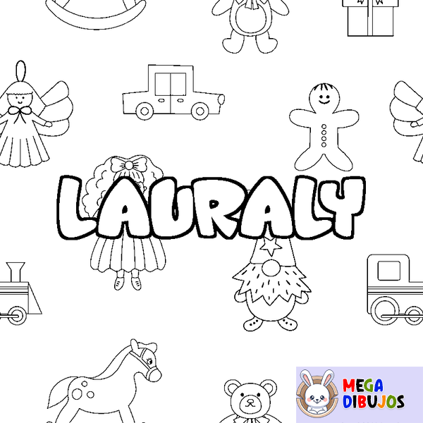Coloraci&oacute;n del nombre LAURALY - decorado juguetes