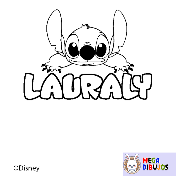 Coloraci&oacute;n del nombre LAURALY - decorado Stitch