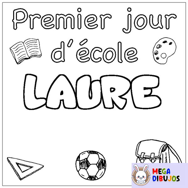 Coloraci&oacute;n del nombre LAURE - decorado primer d&iacute;a de escuela