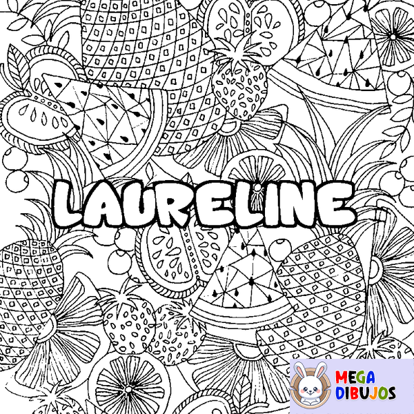 Coloraci&oacute;n del nombre LAURELINE - decorado mandala de frutas