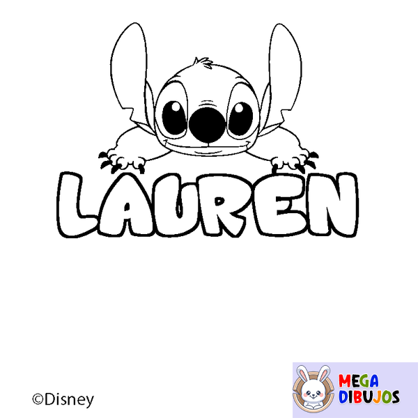 Coloraci&oacute;n del nombre LAUREN - decorado Stitch