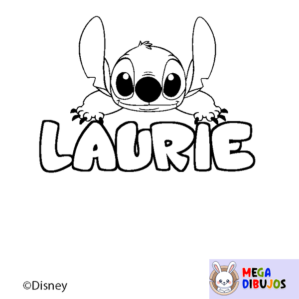 Coloraci&oacute;n del nombre LAURIE - decorado Stitch