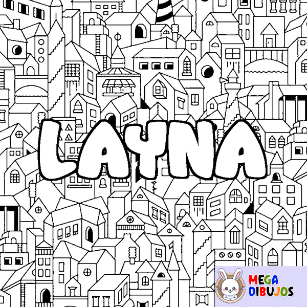 Coloraci&oacute;n del nombre LAYNA - decorado ciudad