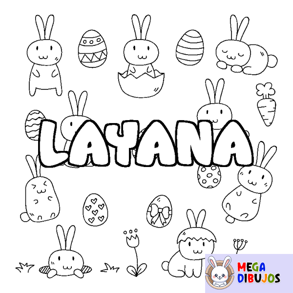Coloraci&oacute;n del nombre LAYANA - decorado Pascua
