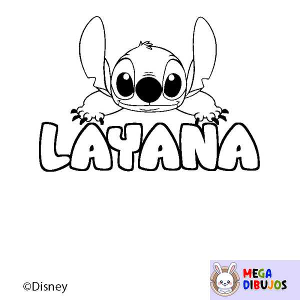 Coloraci&oacute;n del nombre LAYANA - decorado Stitch