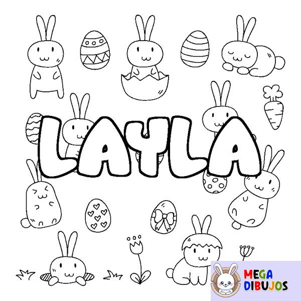 Coloraci&oacute;n del nombre LAYLA - decorado Pascua