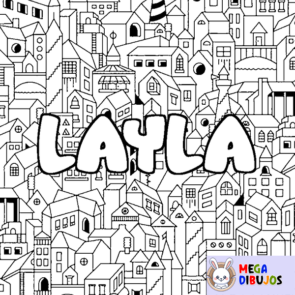Coloraci&oacute;n del nombre LAYLA - decorado ciudad