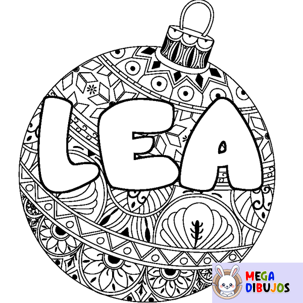 Coloraci&oacute;n del nombre LEA - decorado bola de Navidad