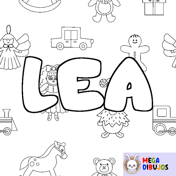 Coloraci&oacute;n del nombre LEA - decorado juguetes