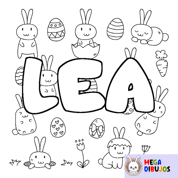 Coloraci&oacute;n del nombre LEA - decorado Pascua