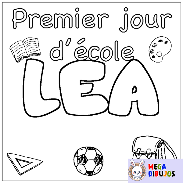 Coloraci&oacute;n del nombre LEA - decorado primer d&iacute;a de escuela