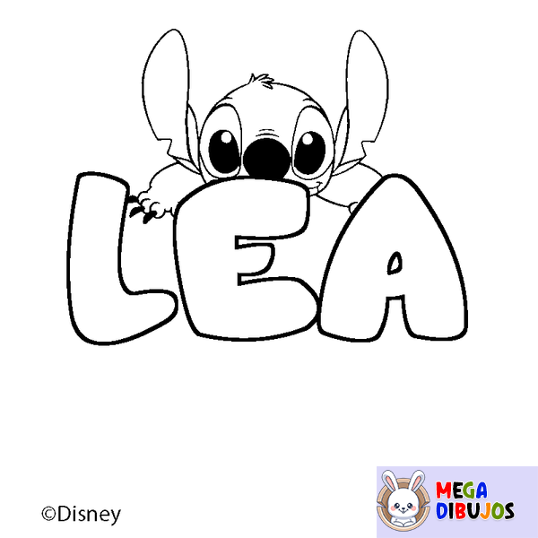 Coloraci&oacute;n del nombre LEA - decorado Stitch