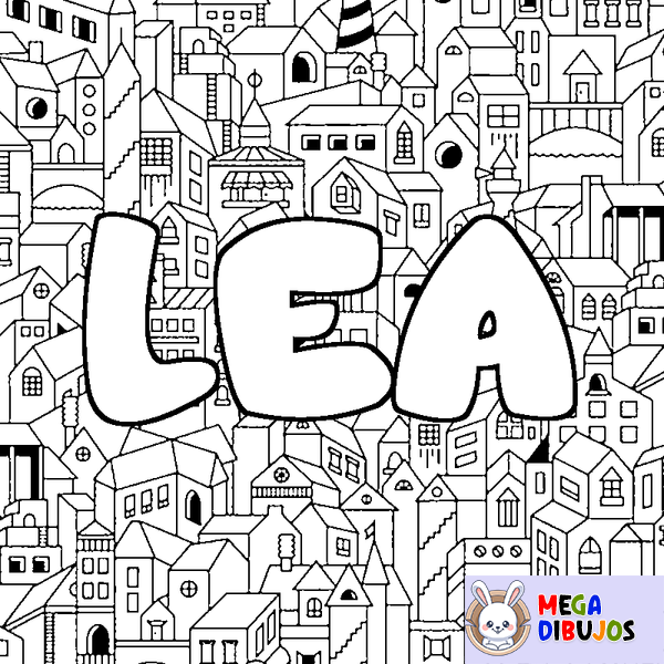 Coloraci&oacute;n del nombre LEA - decorado ciudad