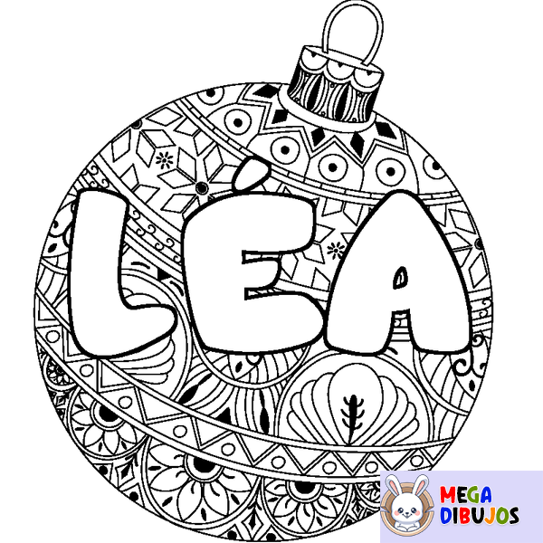 Coloraci&oacute;n del nombre L&Eacute;A - decorado bola de Navidad