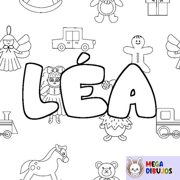 Coloraci&oacute;n del nombre L&Eacute;A - decorado juguetes