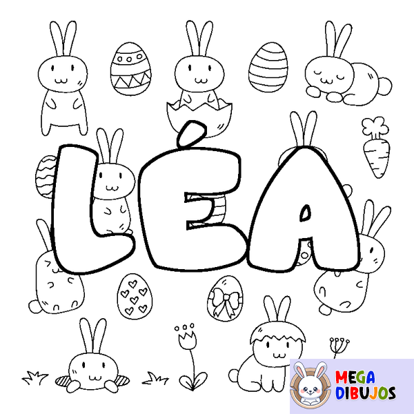 Coloraci&oacute;n del nombre L&Eacute;A - decorado Pascua